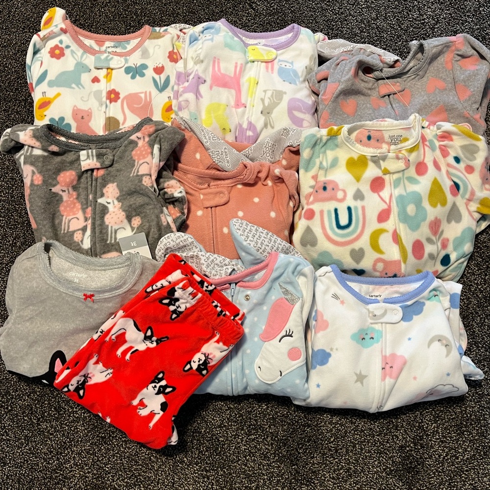Large bundle of fleece toddler pajamas